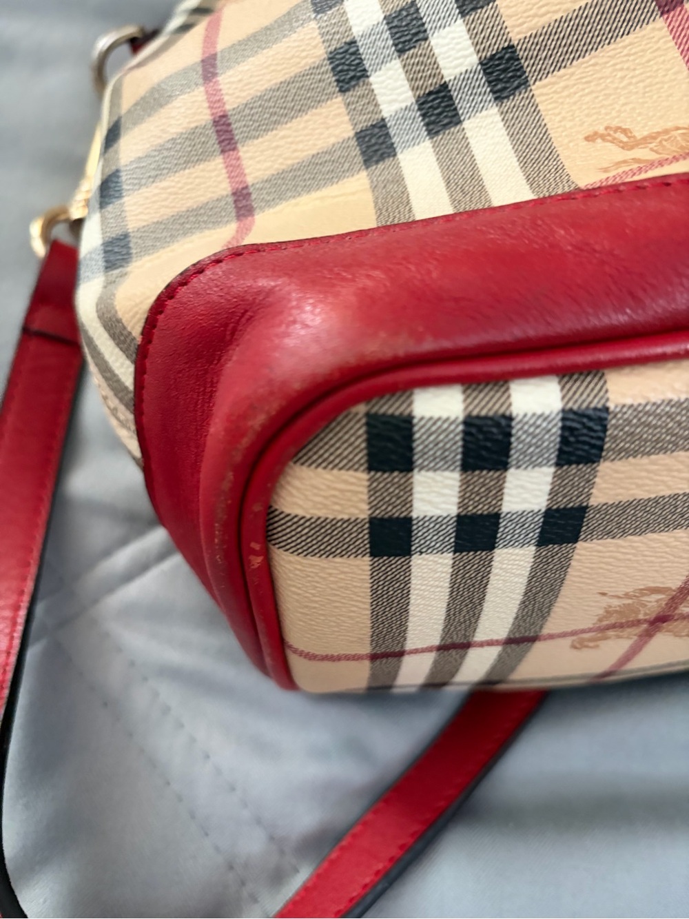 Burberry with Red Leather Trim crossbody - Picture 7 of 12